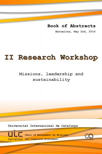 Cubierta para 2nd Research Workshop: Missions, leadership and sustainability (UIC 2016 - Barcelona)